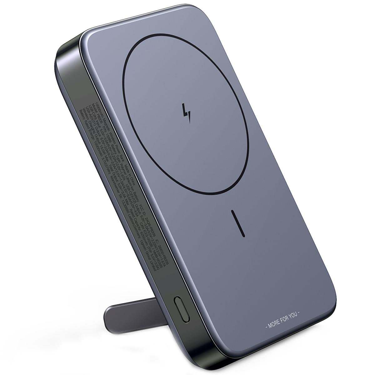 Аккумулятор внешний с MagSafe UGREEN PB206 10000mAh Magnetic Wireless With Holder Gray (15086)