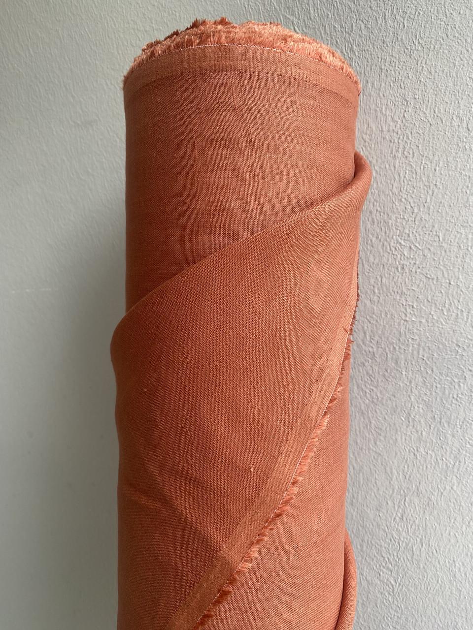 Ткань рубашечно-платьевая LINEN PLUS 100% лен 143 см 1682 Терракотовый - фото 7