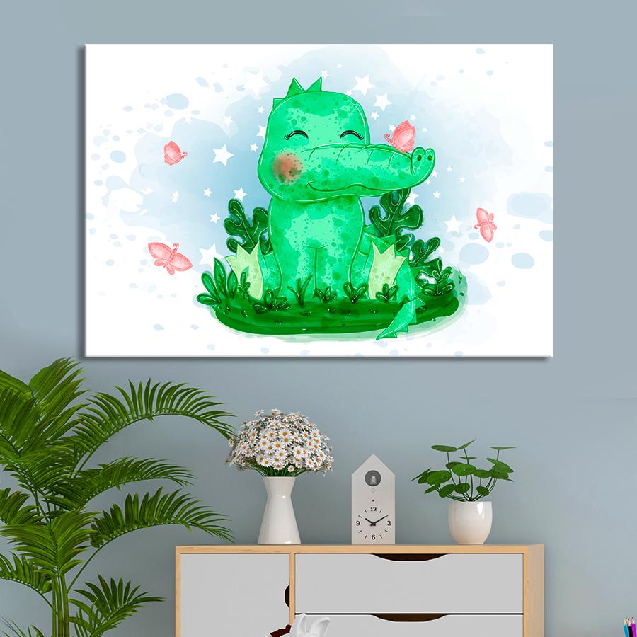 Картина в детскую комнату Милый крокодил 120x80 см (A1416-1)