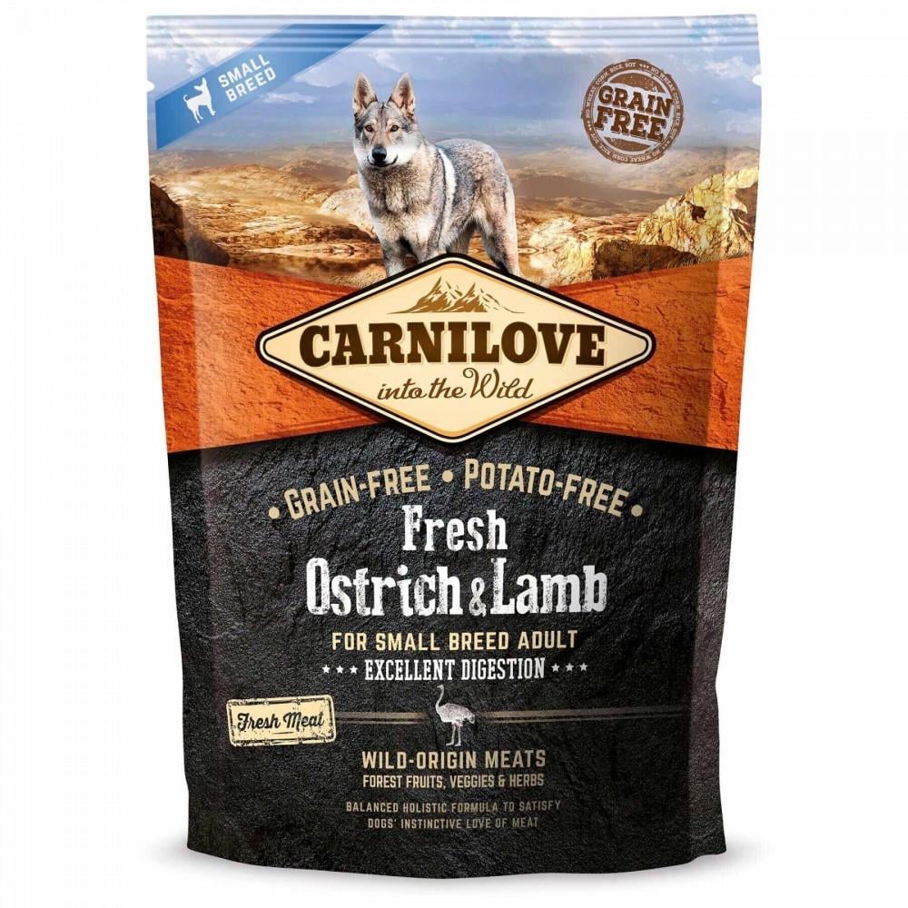 Корм сухий Carnilove Fresh Ostrich and Lamb for Small Breed Dogs для дорослих собак дрібних порід зі страусом та ягнятиною (8595602527489)