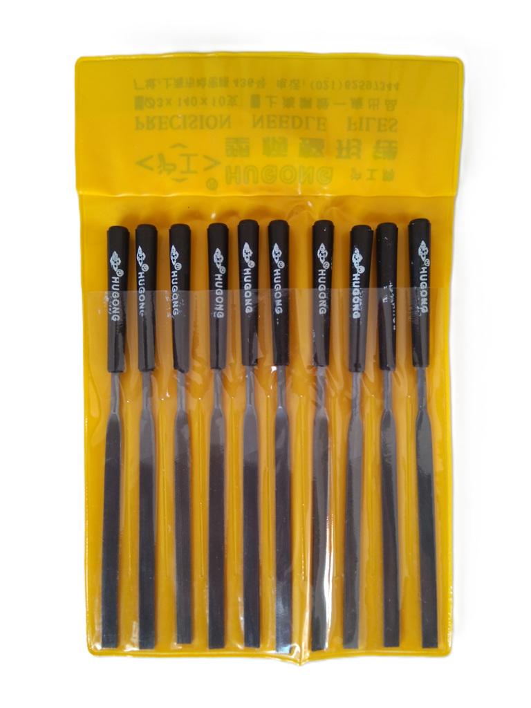 Набор плоских напильников двусторонних с прорезиненной ручкой 10 шт. 140 мм (ТТ-112)