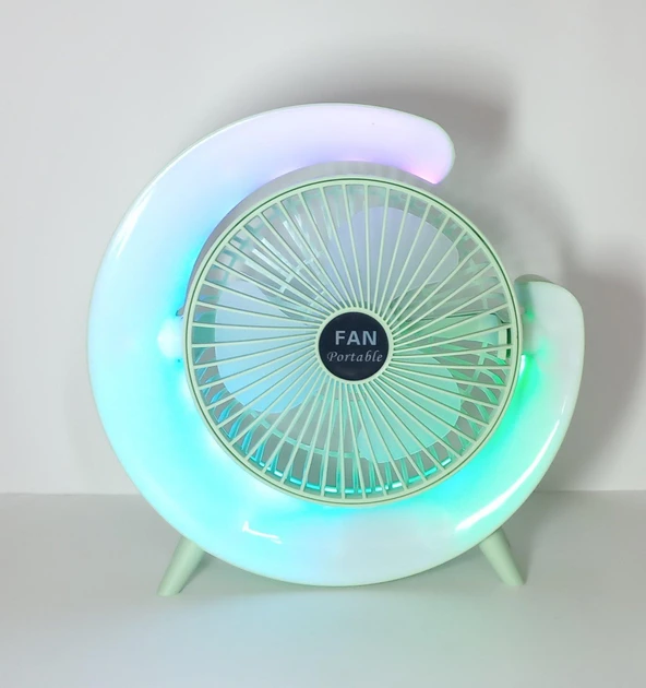Вентилятор настільний акумуляторний з LED підсвіткою USB 3 швидкості 24x24 см Зелений - фото 5 Вентилятор настільний акумуляторний з LED підсвіткою USB 3 швидкості 24x24 см Зелений - фото 5