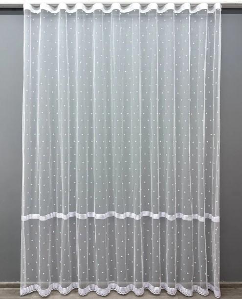 Тюль в гостиную грек сетка с вышивкой Холодный белый (1637т)