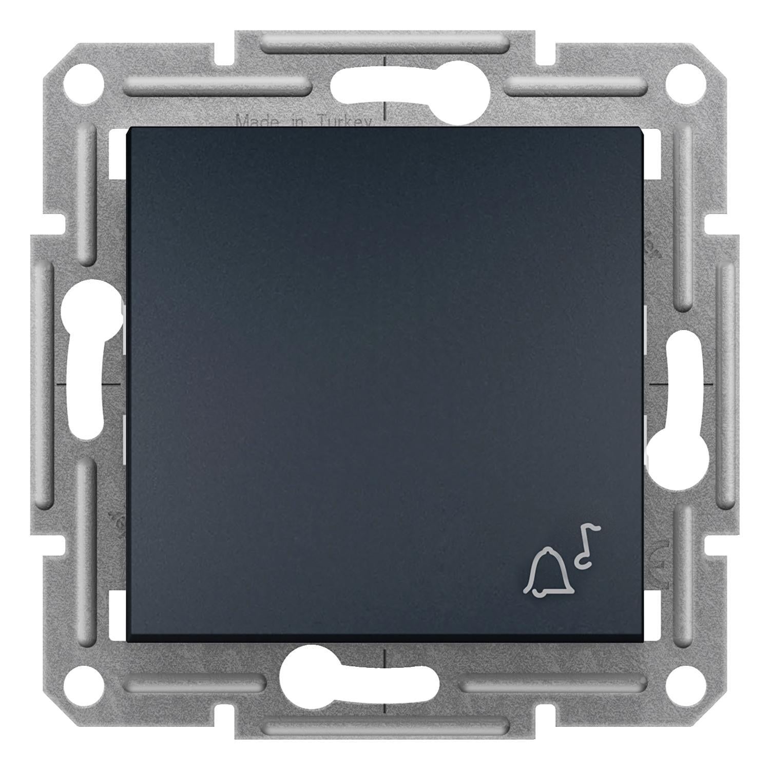 Выключатель кнопочный Schneider Electric Asfora с символом Колокольчик Антрацитовый (EPH0800171)