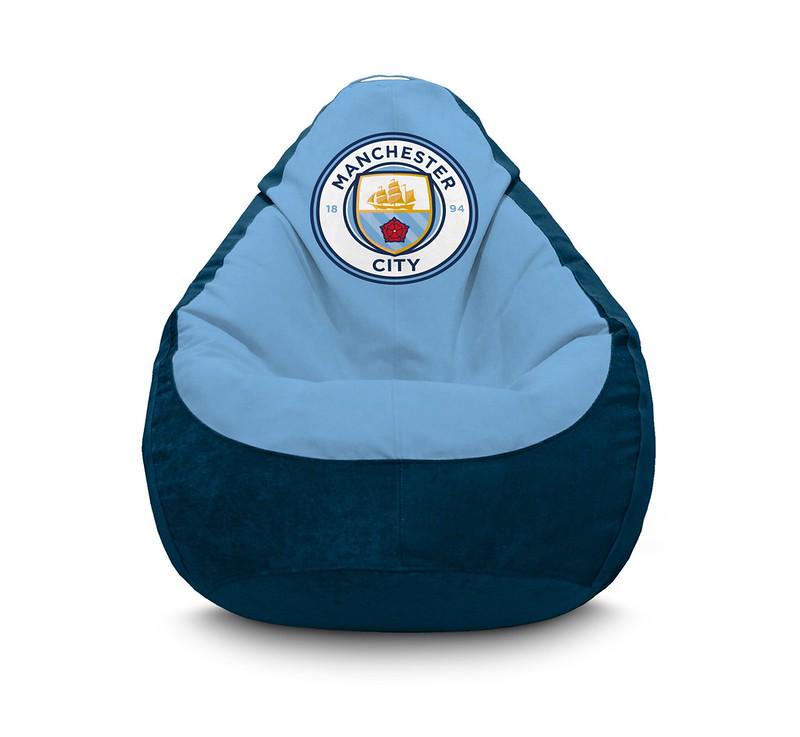 Кресло мешок iPuff Football Manchester City FC Флок XXXL 100х135 см Синий