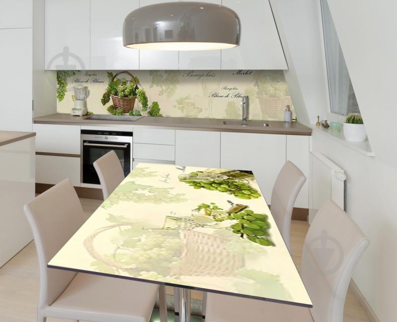 Наклейка 3Д виниловая на стол Zatarga «Корзина винограда» 600х1200 мм для домов, квартир, столов, кофейн, кафе Наклейка 3Д виниловая на стол Zatarga «Корзина винограда» 600х1200 мм для домов, квартир, столов, кофейн, кафе