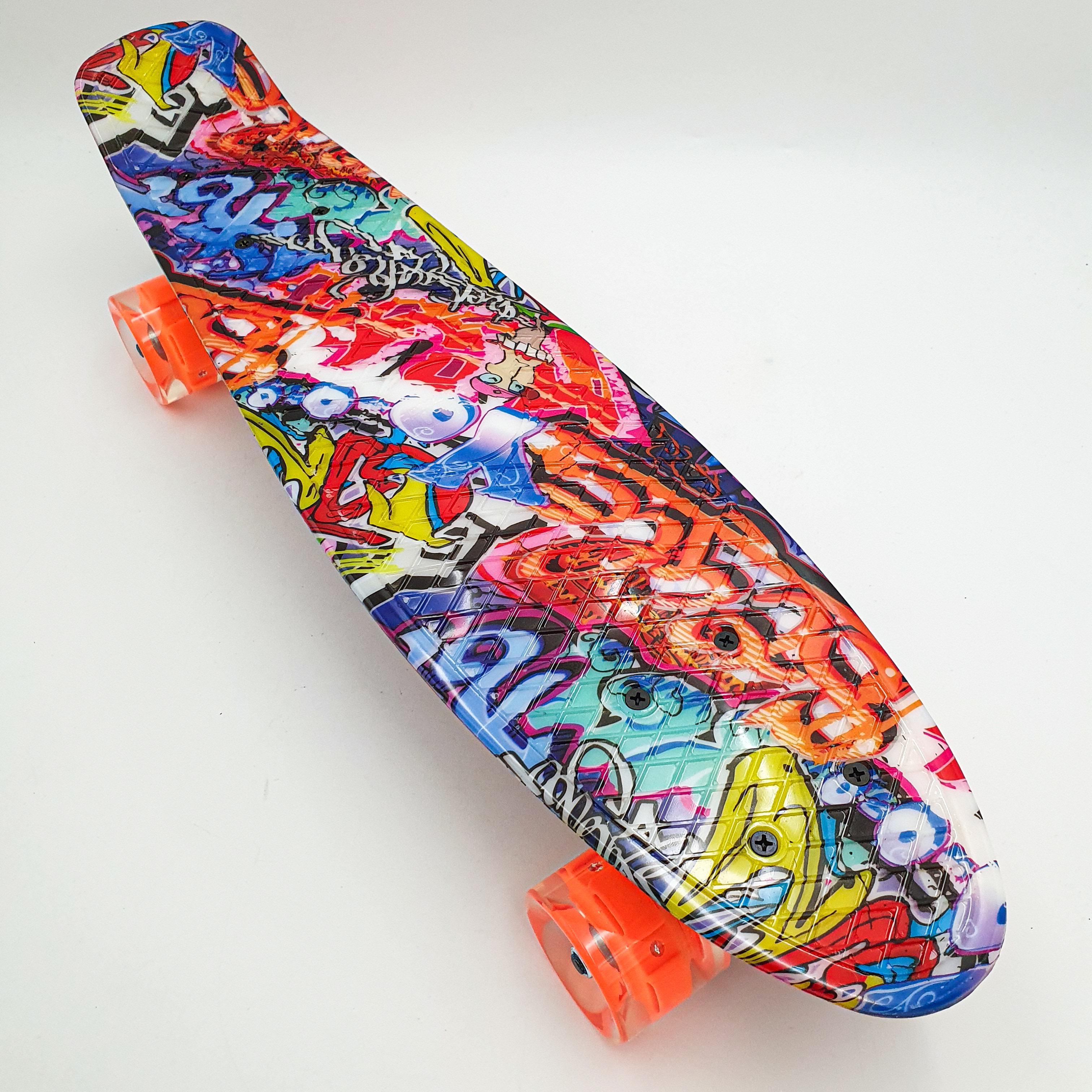 Скейтборд Penny Board Граффити светящиеся колеса 57х15 см