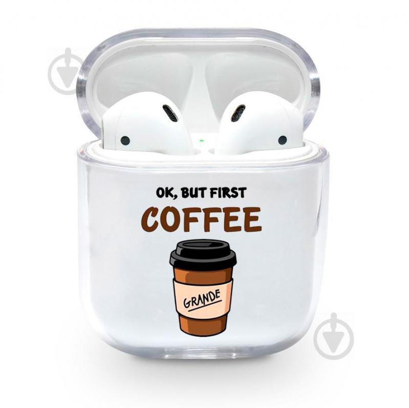 Прозрачный силиконовый чехол Apple AirPods с рисунком - Firt Coffee (KAP1236)
