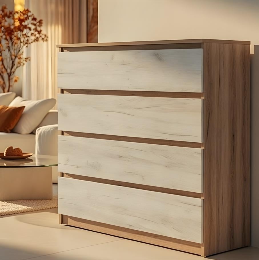 Комод Мастер Форм Брайт телескопічні напрямні 900х376х950 мм Дуб крафт сірий/Дуб крафт білий