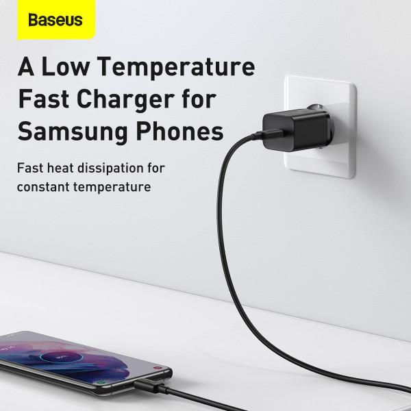 Сетевое зарядное устройство Baseus Super Si Quick Charger Type-C + кабель Type-C to Type-C 25 Вт 3A быстрая зарядка 1 м Черный - фото 12