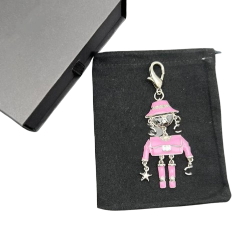 Брелок-подвеска дизайнерский Chanel Кукла в очках Pink/Silver