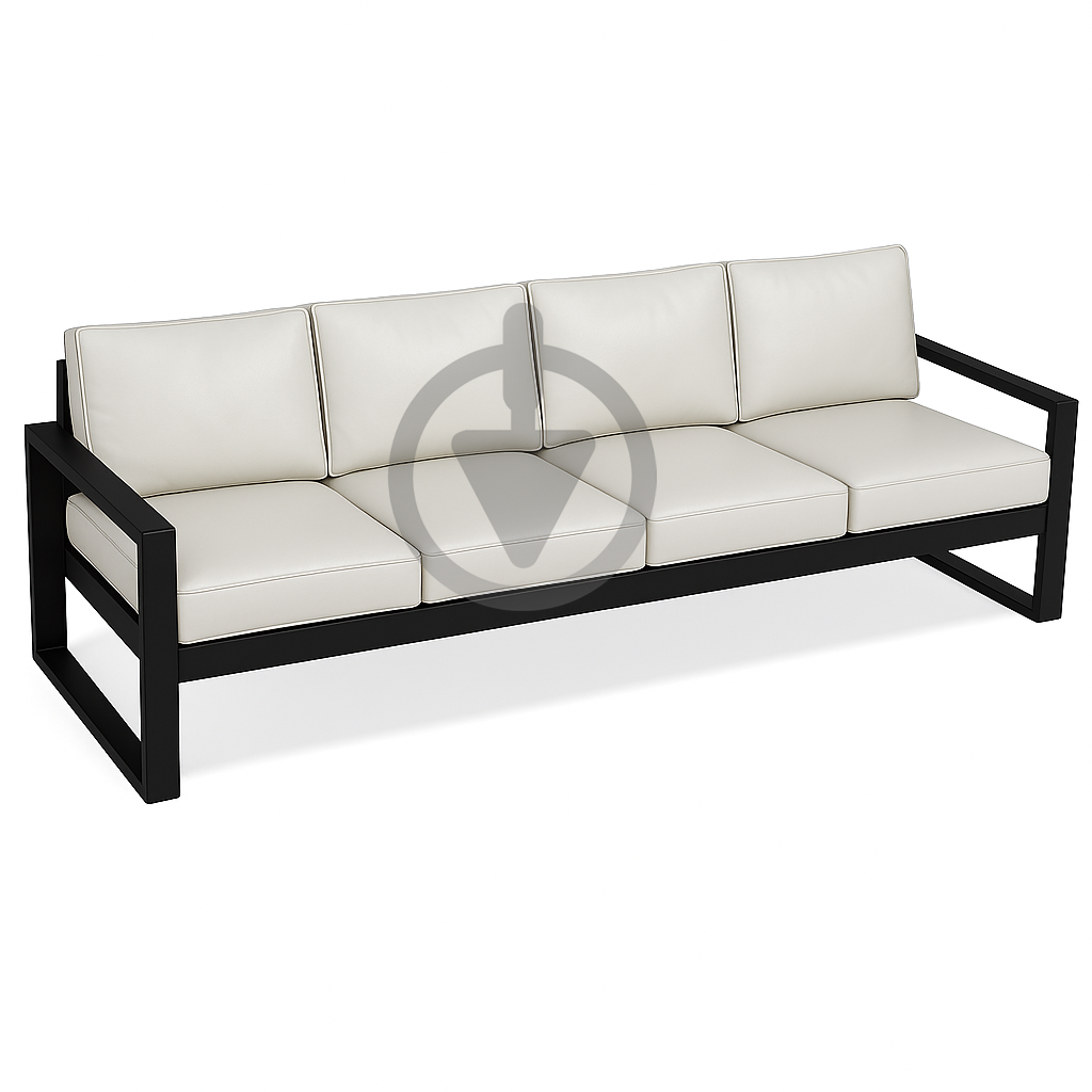 Диван металлический AVVS Бостон лофт с подлокотниками экокожа 210 см Белый