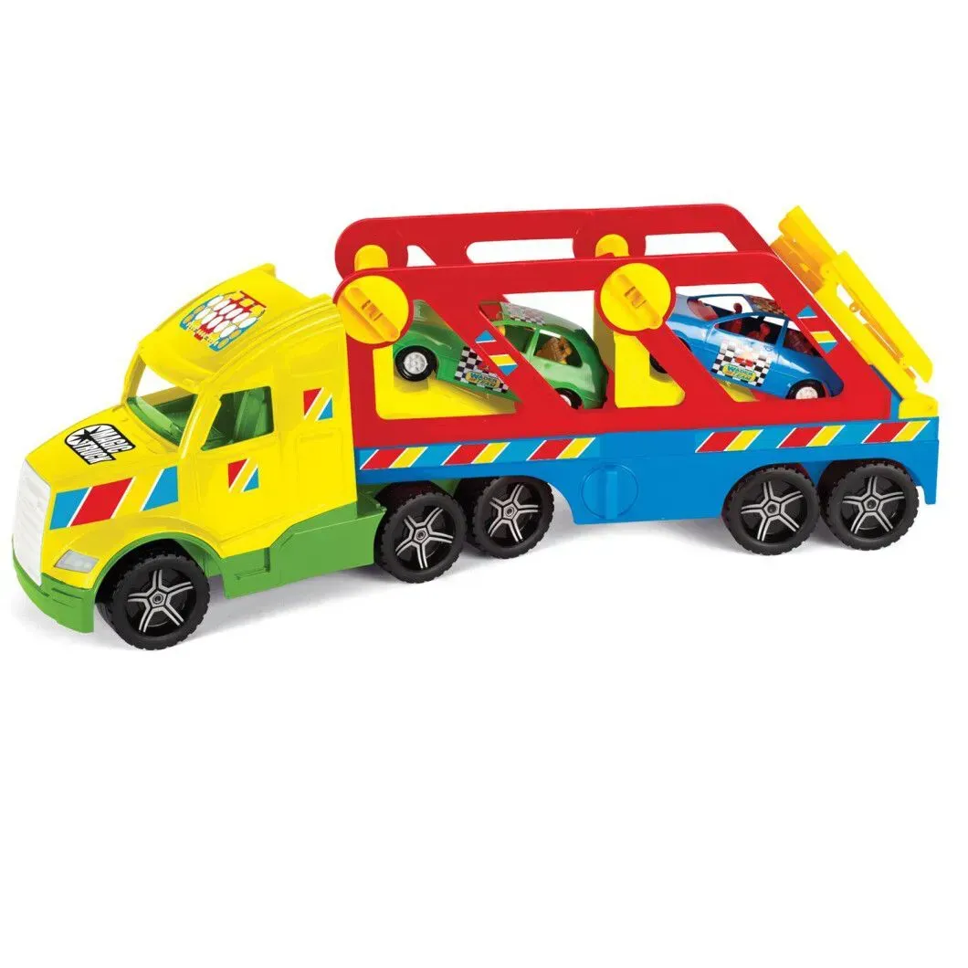 Игрушечный грузовик с авто-купе Magic Truck Technic из полипропилена со световыми эффектами 79 см Разноцветный (150-98-36360)