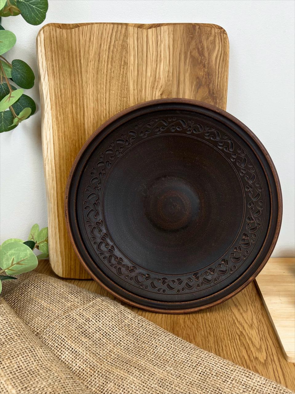 Фруктівниця керамічна глиняна різьблена декор 26 см (3000-30) - фото 3 Фруктівниця керамічна глиняна різьблена декор 26 см (3000-30) - фото 3