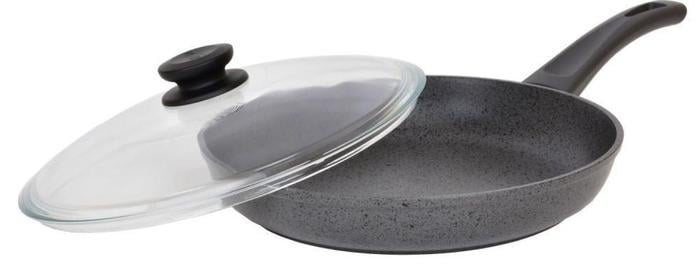 Сковорода з антипригарним покриттям та скляною кришкою Биол Оптима Граніт 20 см (20048ПС)