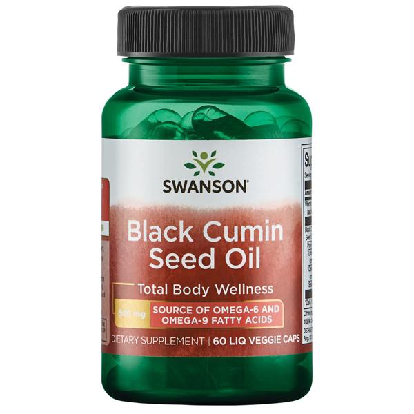 Масло семян черного тмина Swanson Black Cumin Seed Oil 500 мг 60 гелевых капсул