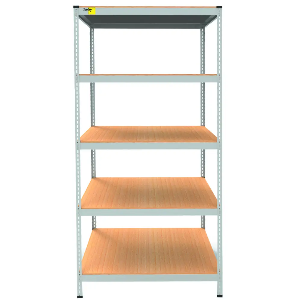 Стелаж металевий Emby Light Series 5 полиць ДСП до 100 кг 2400х900x600 мм (65d33a226fb0382fce23efc1)