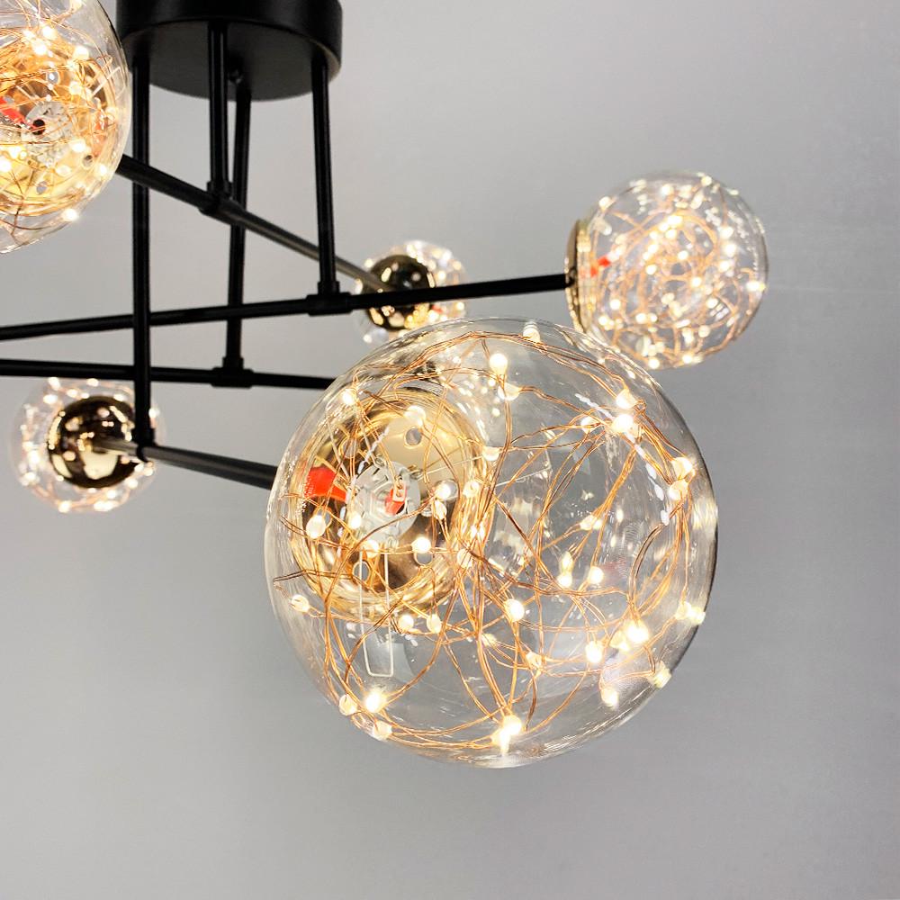 Люстра LED на 8 прозорих плафонів із вбудованими світлодіодами Чорний (K 26/8 BK) - фото 5