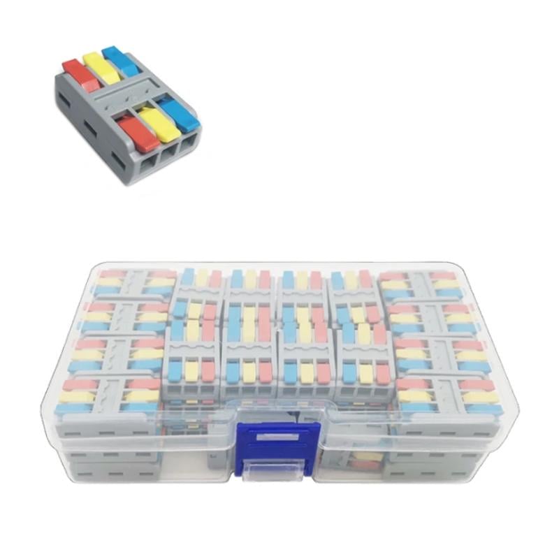 Набор клемм Tactix 0,5-4 мм2 32А 3х1-3х1 проходная одинарная 29х17,8х9,5 мм 50 шт. Разноцветный (CT3-50box)