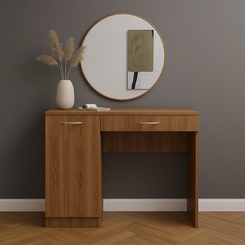 Туалетний столик New and Classic із круглим дзеркалом 750х900х450 мм Дуб родос (ТЗ-1 ручки-2) - фото 1 Туалетний столик New and Classic із круглим дзеркалом 750х900х450 мм Дуб родос (ТЗ-1 ручки-2) - фото 1