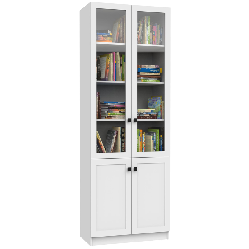 Шкаф книжный со стеклом 2/glass-2/MDF 800х320х2100 мм White (183082)
