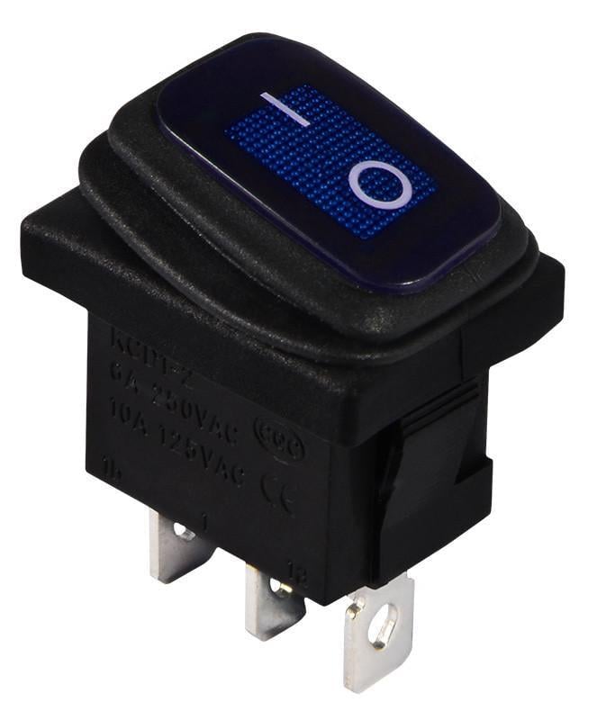 Переключатель клавишный АСКО-УКРЕМ KCD1-2-101NW BL/B 220V 1 влагозащищенная клавиша с подсветкой Синий (A0140040061)