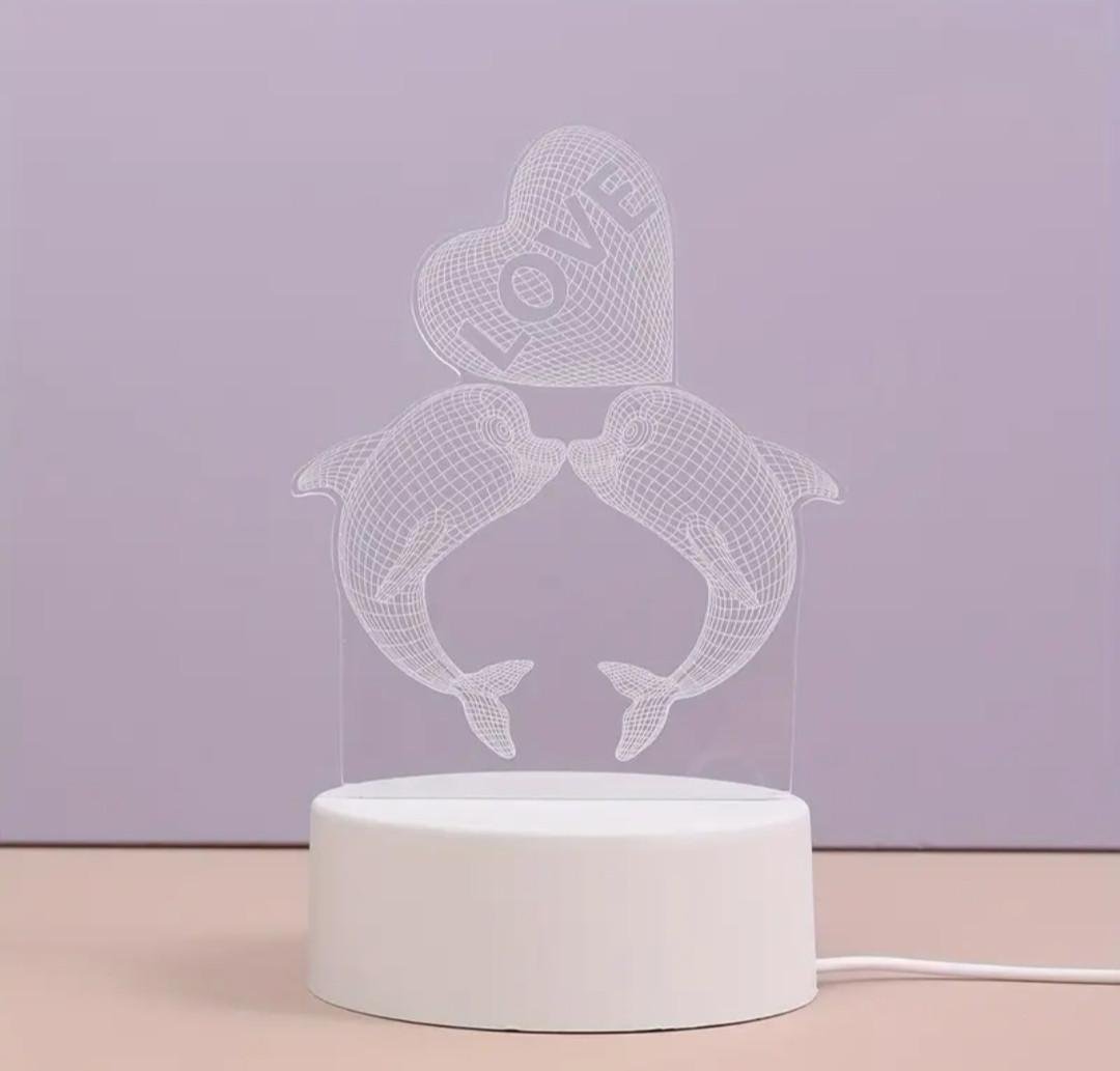 Нічник-лампа 3D LED Кохання дельфінів з підсвіткою LOVE (2691725789) - фото 3