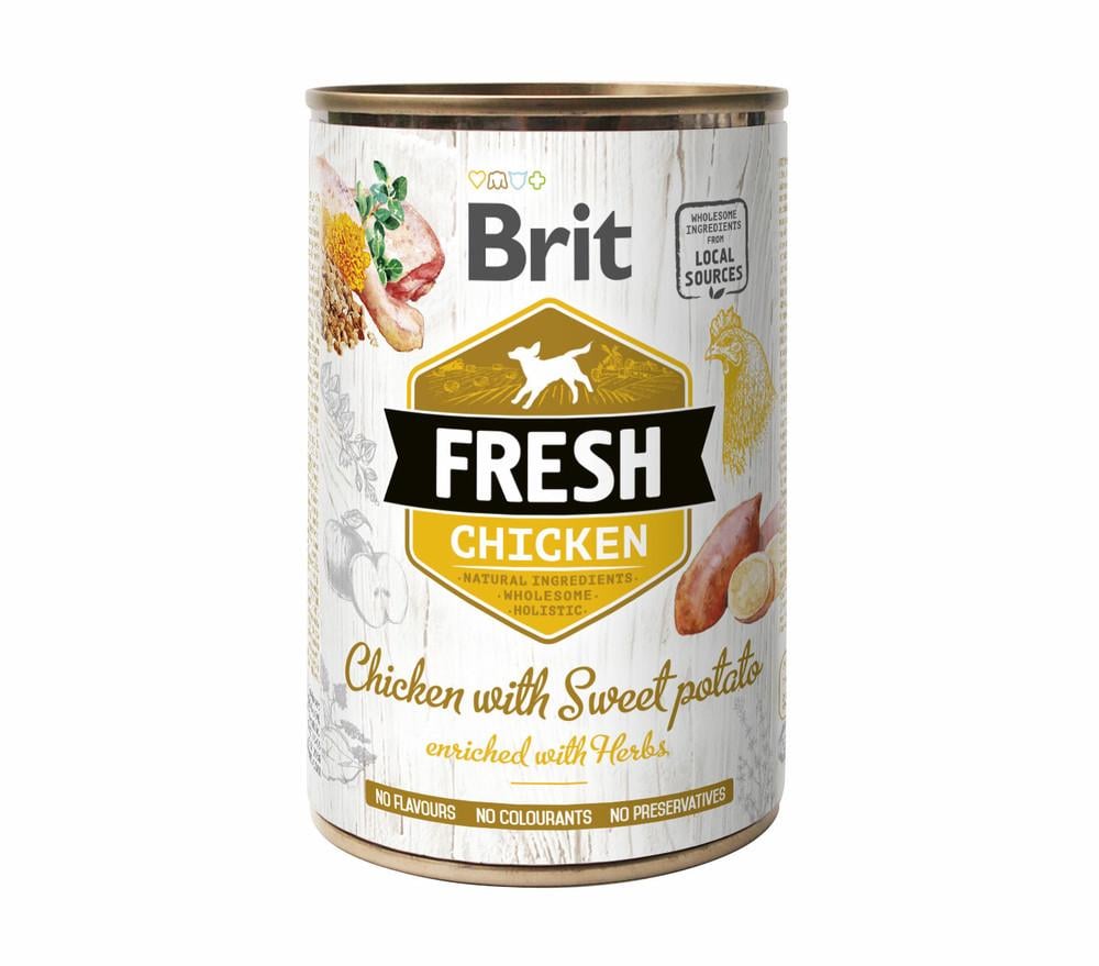 Корм влажный для собак Brit Fresh с курицей и бататом 400 г (8595602533893)