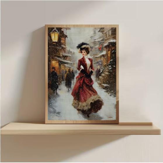 Набор для вышивания крестиком JOZYSH Зимний вечер в старом городе 14CT канва Аиду с нанесенным рисунком 30x40 см (2869614385)