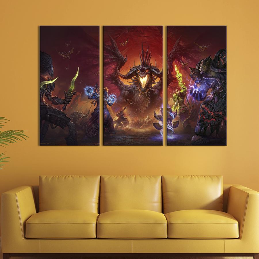Модульная картина из 3 частей на холсте для интерьера Персонаж WоW леди Ониксия 78x48 см (655-31)