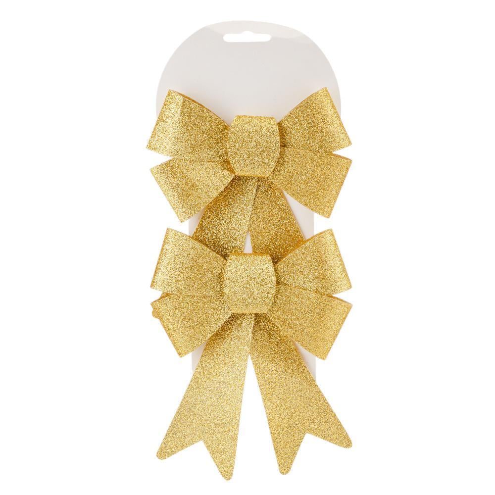 Набор бантов блестящий 2 шт. 18 см Золотой (9245-013) - фото 3 Набор бантов блестящий 2 шт. 18 см Золотой (9245-013) - фото 3