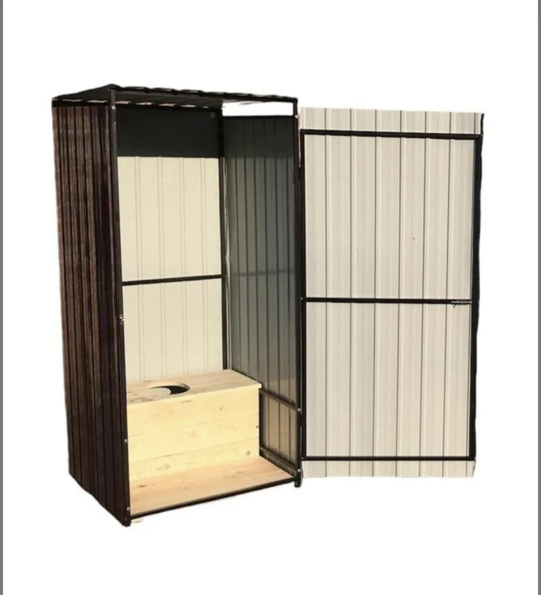 Туалет уличный разборный из металлопрофиля/деревянным сиденьем и лампой 0,97х0,97х2,09 м