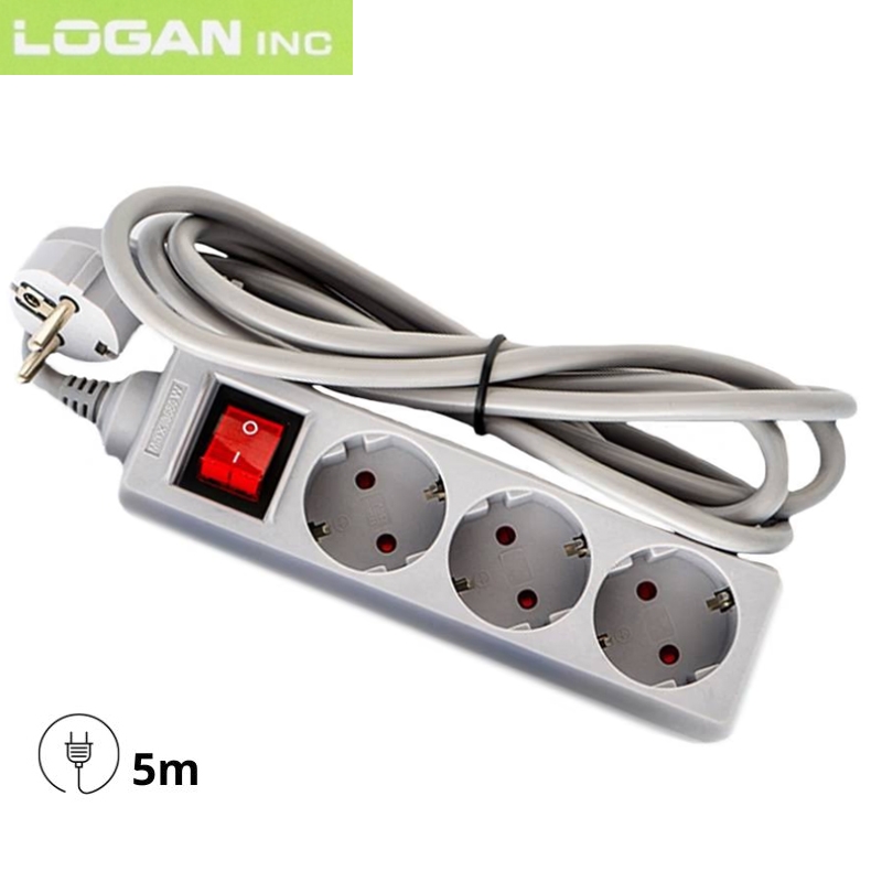 Сетевой фильтр-удлинитель Logan SFG3-5 3 розетки 5 м Gray (28690352) - фото 7