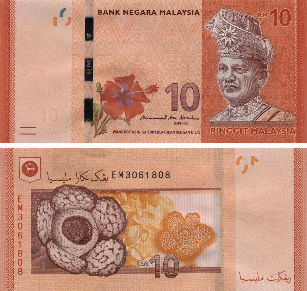 Коллекционная банкнота Малайзия 10 ринггит 2017 UNC P53 (Б10498)