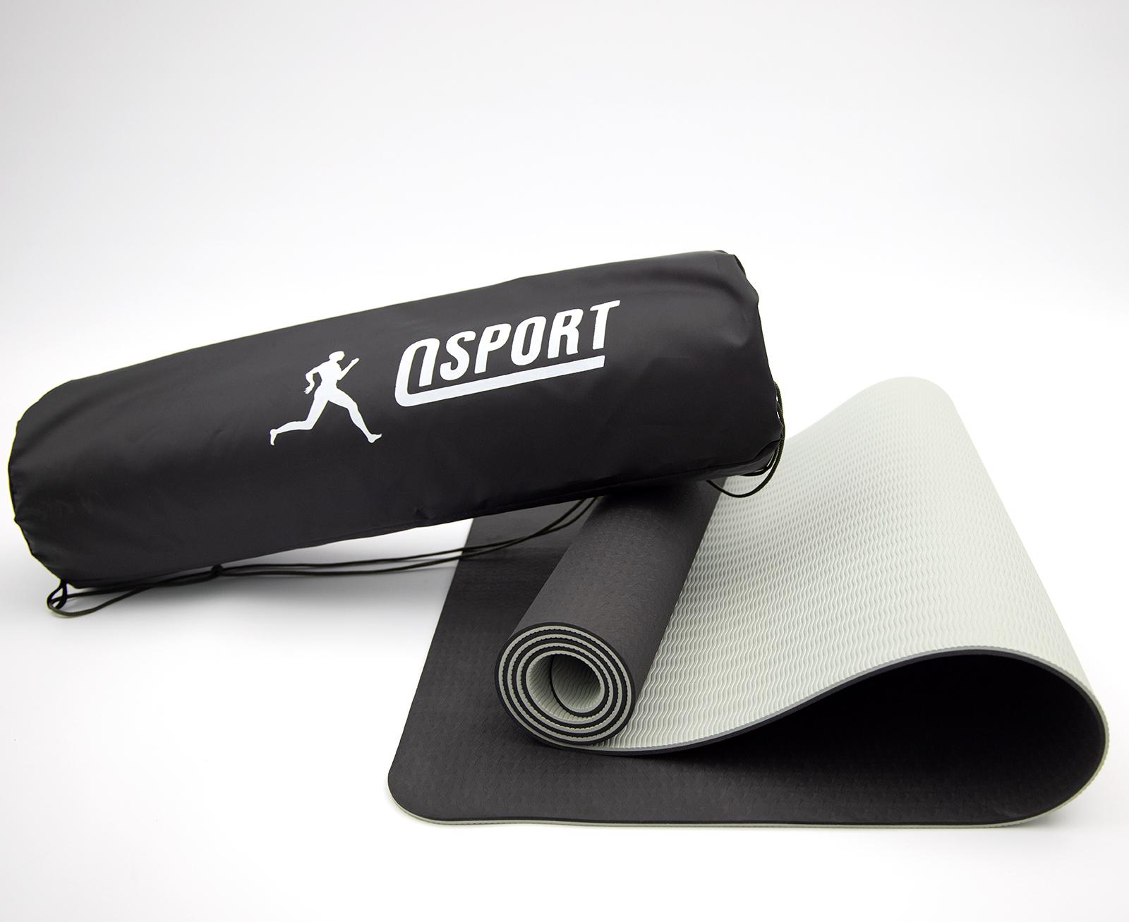 Килимок для йоги та фітнесу OSPORT n-0007 Yoga ECO Pro 6 мм Чорно-сірий