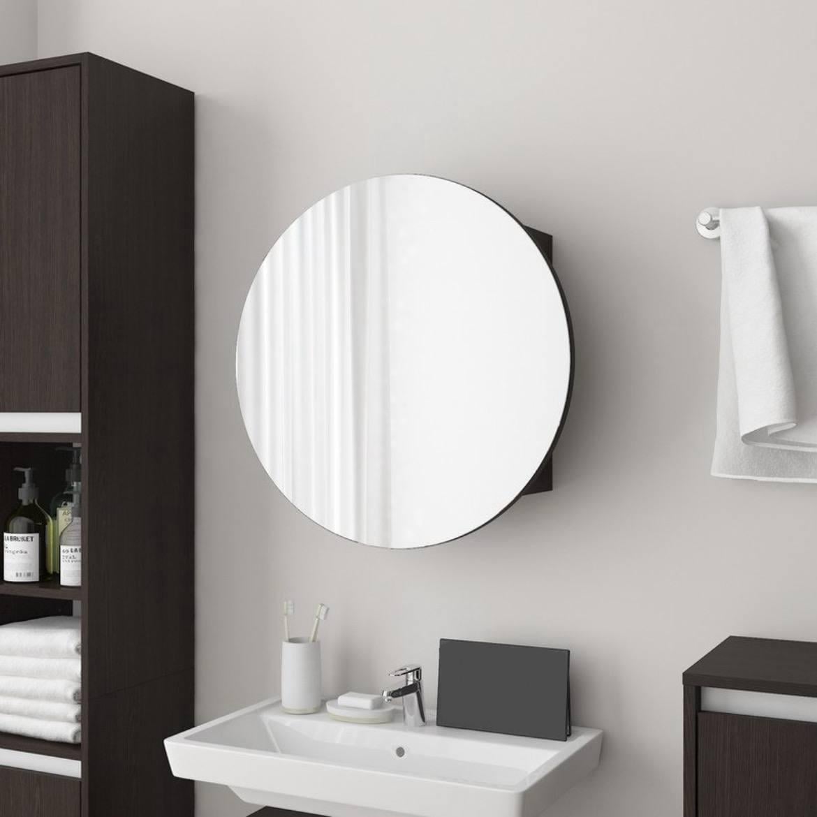 Зеркало круглое со шкафчиком 600х174х600 мм Венге (IDM-26w)