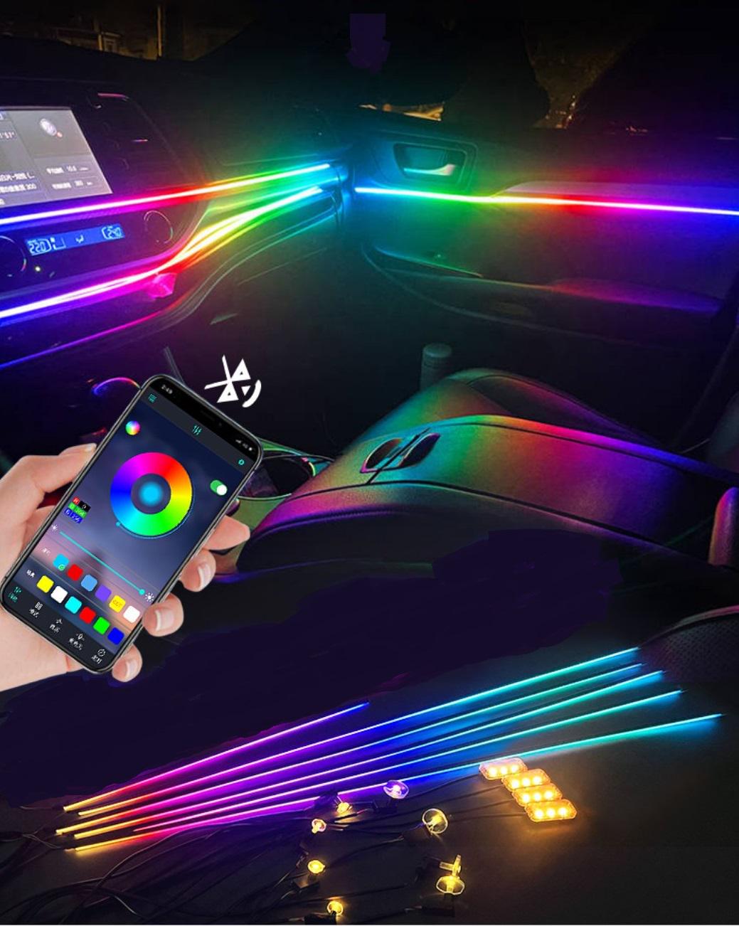 Підсвітка автомобільна в салон Ambient Rgb 18в1 багатобарвна стрічка в торпеду 12 В (4593) - фото 10 Підсвітка автомобільна в салон Ambient Rgb 18в1 багатобарвна стрічка в торпеду 12 В (4593) - фото 10