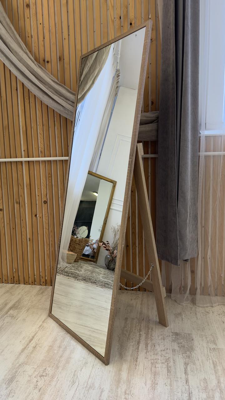 Зеркало напольное в полный рост на ножке прямая рама передвижное 600х1600 мм Дуб сонома (1894849750)