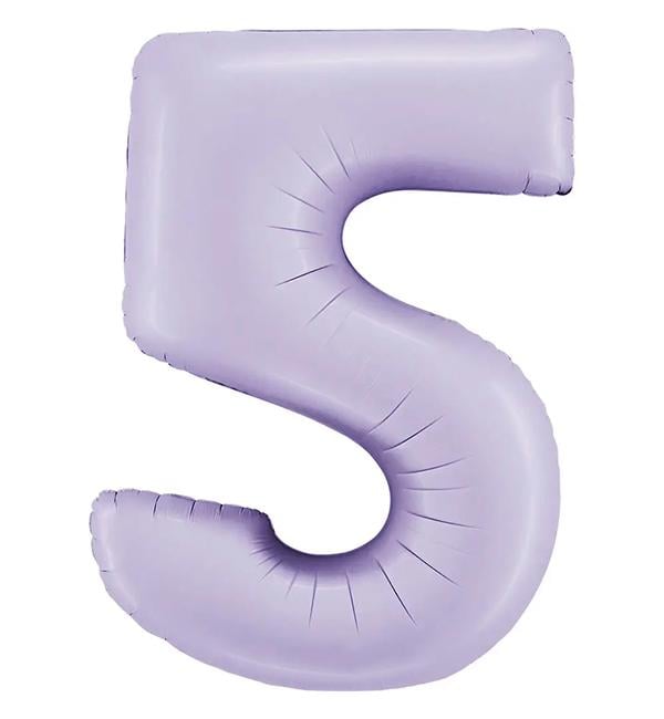 Шарик Цифра 5 100 см Лавандовый сатин (135449)