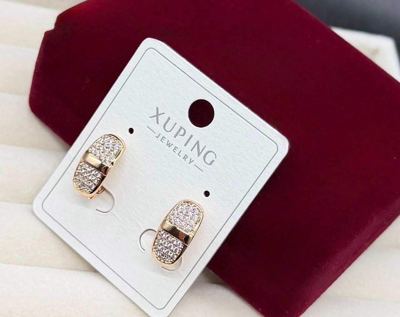 Серьги овальные Xuping гипоаллергенные с камешками Золотой (2906013308)