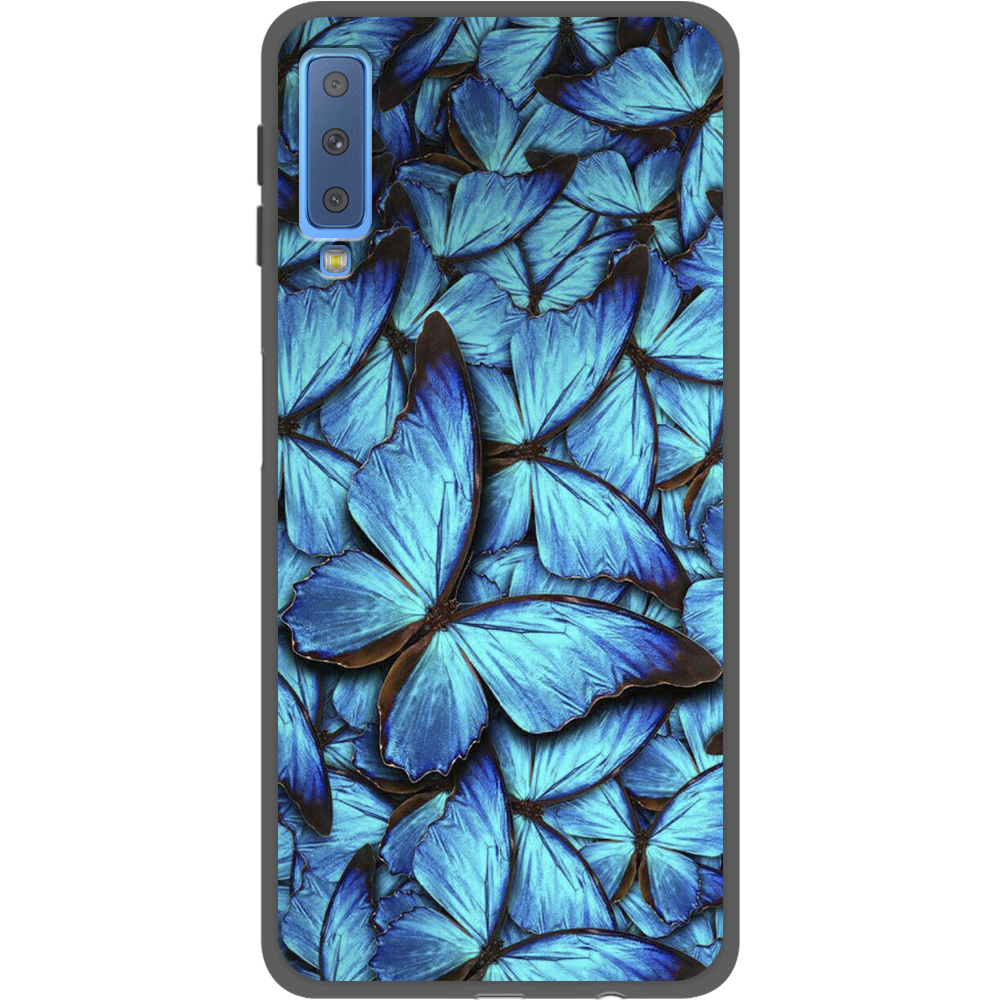 Чохол Boxface Samsung A750 Galaxy A7 2018 Лазурні Метелики Чорний силікон (35481-up1550-35597)