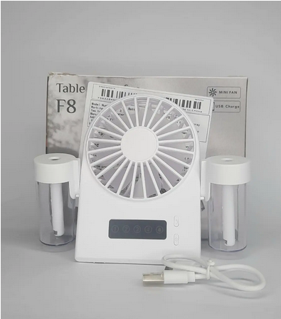 Вентилятор Mini Fan аккумуляторный с водой и Led дисплеем F8 1200 mAh Белый - фото 2