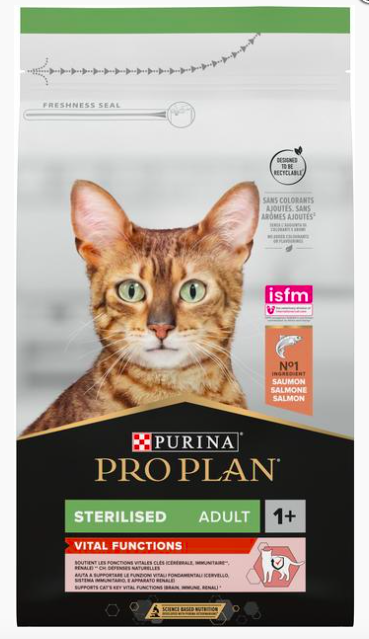 Корм сухий для дорослих стерилізованих кішок Purina Pro Plan Sterilised 1+ Vital Functions з лососем 3 кг