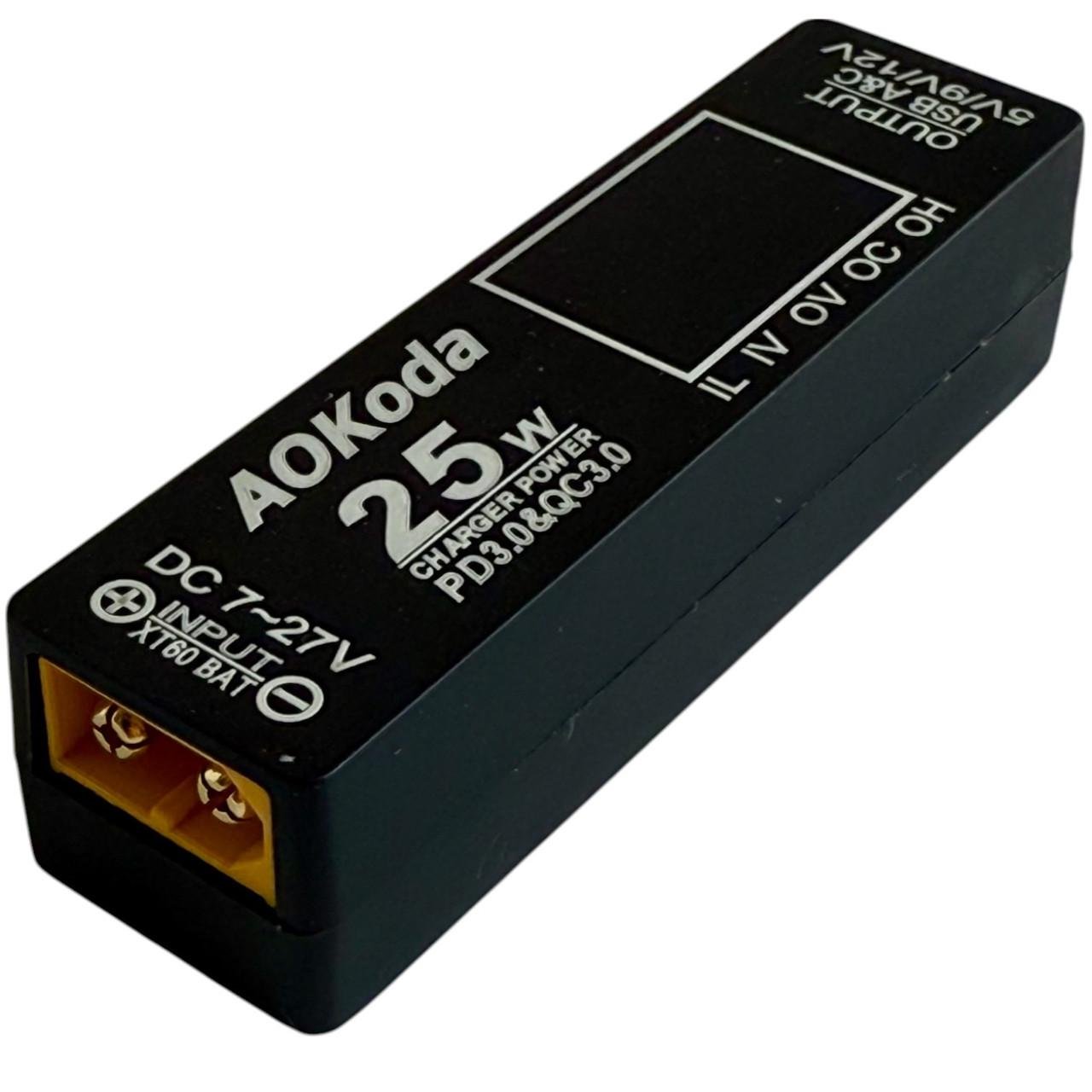 Адаптер преобразователь для акумуляторов 2S-6S LiPo AOKoda XT60 to USB-A/Type-C PD3,0 25W (2700917824)