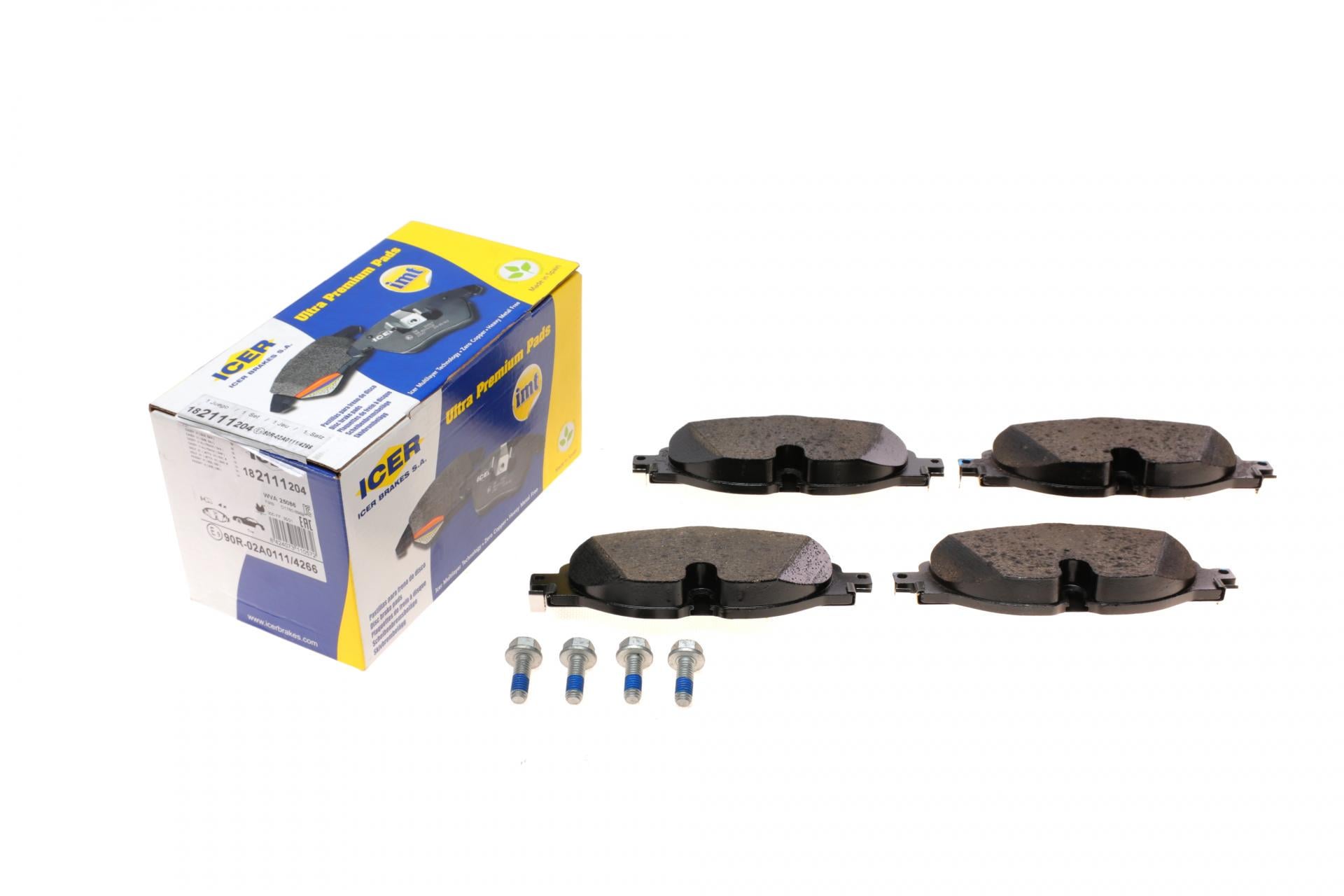 Тормозные колодки передние ICER для Audi A1/Q3 18-/Seat Leon/Skoda Octavia/VW Golf/Caddy/Touran/Passat 12- (182111-204)