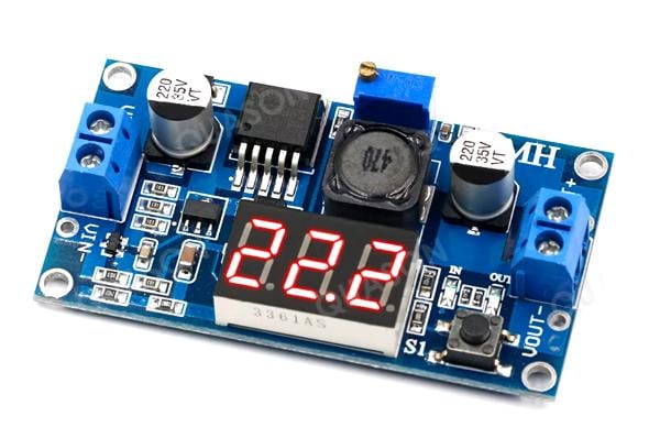 Преобразователь понижающий LM-2596 3A DC-DC 4.5-40V - 1.25-37V со встроенным вольтметром (147)