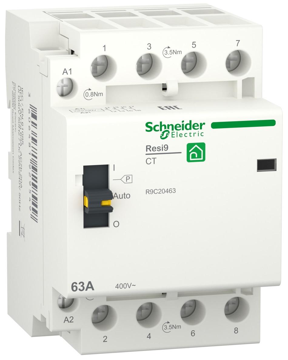 Контактор модульный Schneider Electric RESI9 3P+N 63A 4NO 230V (R9C20463) - фото 1