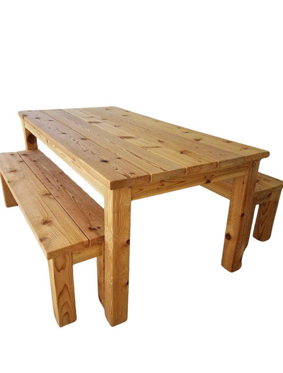 Комплект садовой мебели стол и 2 лавочки из натурального дерева Комплект садовой мебели стол и 2 лавочки из натурального дерева
