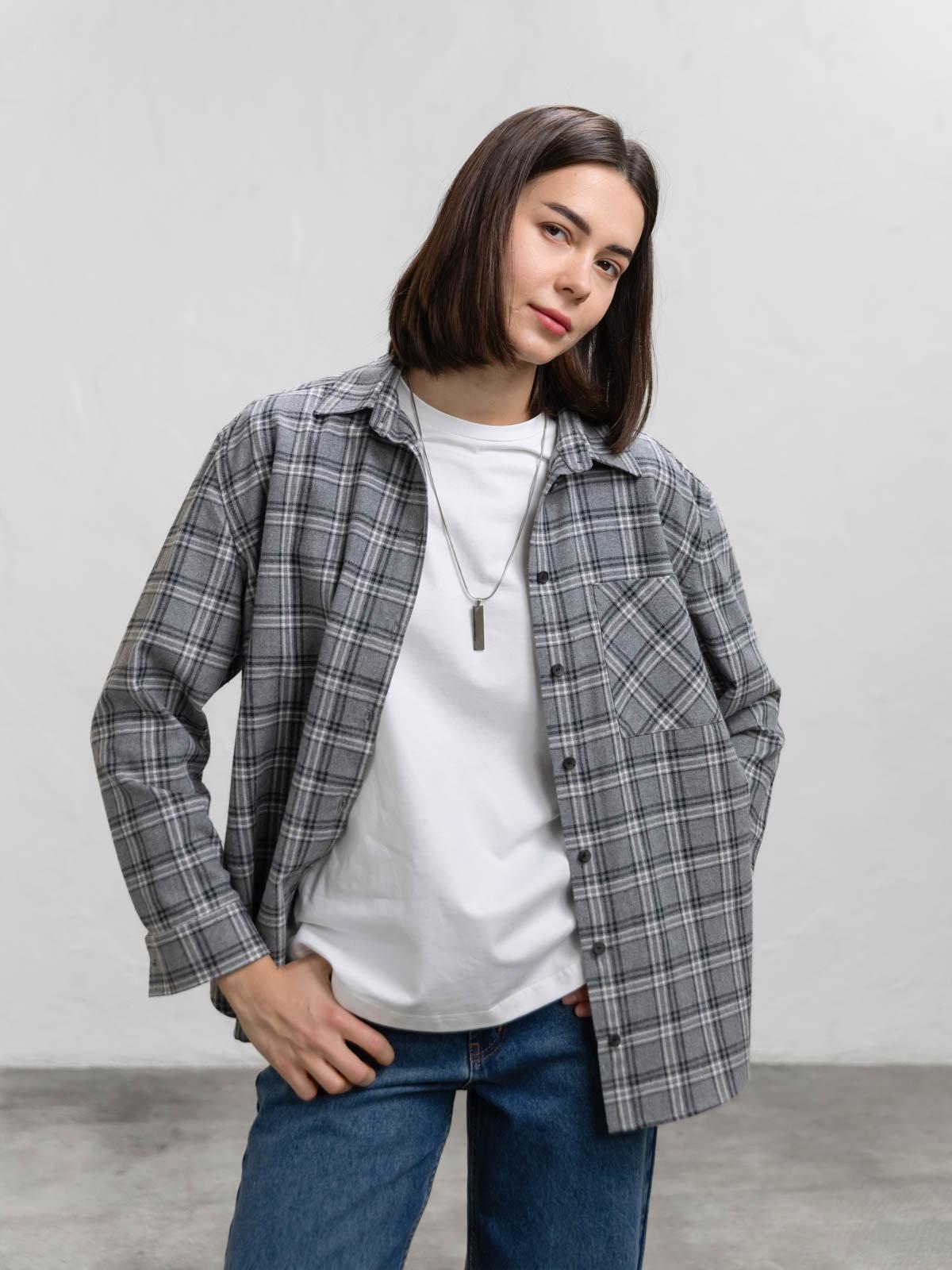 Сорочка жіноча бавовняна в клітинку FROMUS S Темно-сірий (9511-3) - фото 2 Сорочка жіноча бавовняна в клітинку FROMUS S Темно-сірий (9511-3) - фото 2