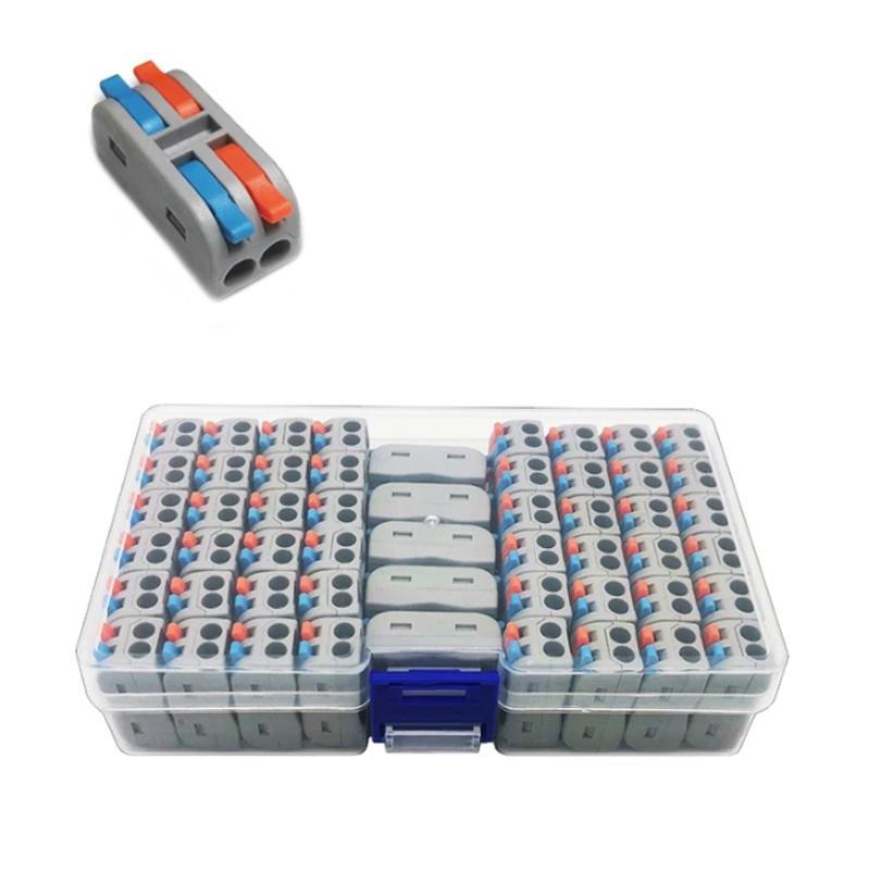 Набор клемм Tactix 0,08-4 мм2 32А 2х1-2х1 проходная одинарная 30х13х13,5 мм 58 шт. Разноцветный (CT2-2M-58box)